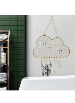 SYOSI Hanging Wall Wall Jewelry Rack Hanging Earring Holder Hanging Jewelry Organizer Display Grid Golden Cloud Shaped Bracelet Necklace and Ring Organizer with 8 Hooks  - Image 3