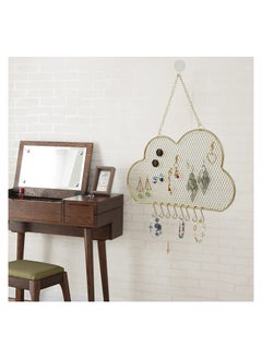 SYOSI Hanging Wall Wall Jewelry Rack Hanging Earring Holder Hanging Jewelry Organizer Display Grid Golden Cloud Shaped Bracelet Necklace and Ring Organizer with 8 Hooks  - Image 5