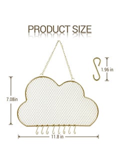SYOSI Hanging Wall Wall Jewelry Rack Hanging Earring Holder Hanging Jewelry Organizer Display Grid Golden Cloud Shaped Bracelet Necklace and Ring Organizer with 8 Hooks  - Image 2