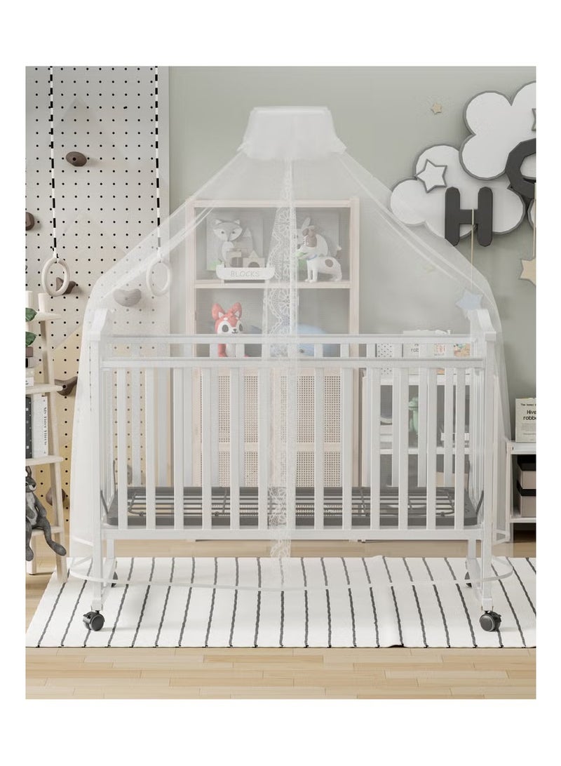 كادي ون سرير اطفال خشبي بارتفاع قابل للتعديل ب 3 مستويات يمكن تحويله الى هزاز مزود بعجلات مع ناموسية للحماية من الحشرات 120×60 سم - Image 2