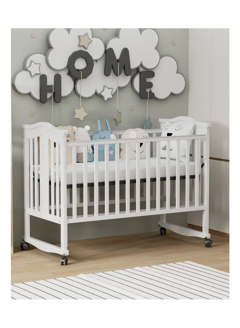 كادي ون سرير اطفال خشبي بارتفاع قابل للتعديل ب 3 مستويات يمكن تحويله الى هزاز مزود بعجلات مع ناموسية للحماية من الحشرات 120×60 سم - Image 5