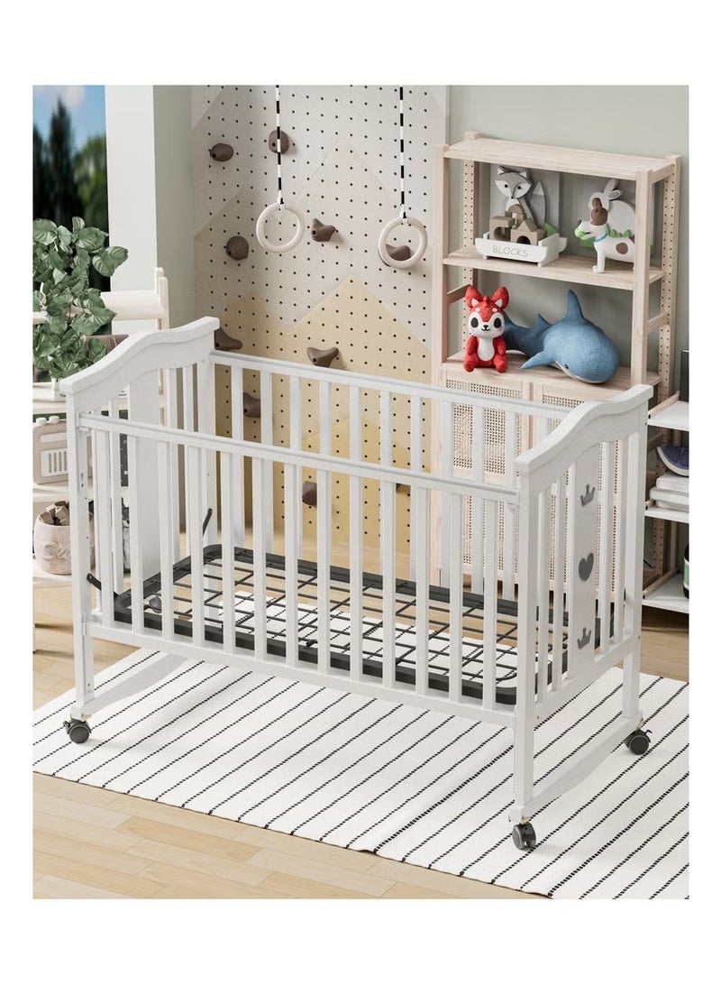 كادي ون سرير اطفال خشبي بارتفاع قابل للتعديل ب 3 مستويات يمكن تحويله الى هزاز مزود بعجلات مع ناموسية للحماية من الحشرات 120×60 سم - Image 3