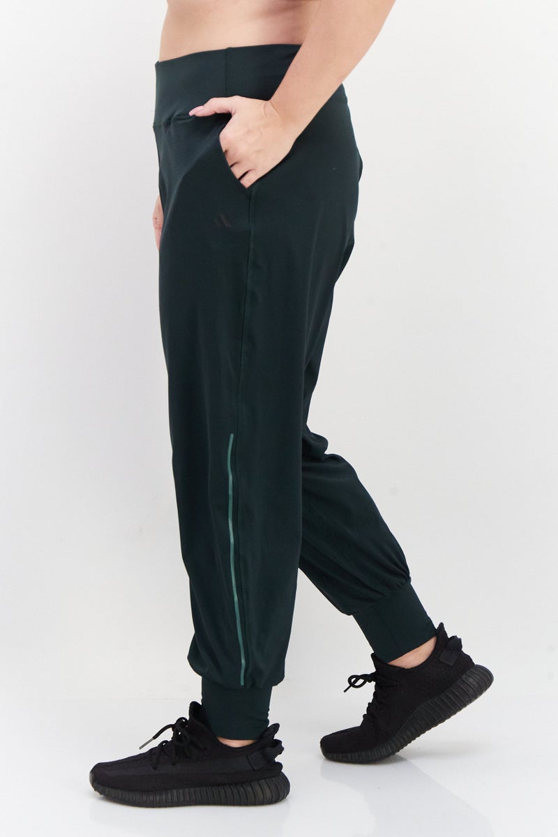 Adidas Women Plus Size Yoga Sweatpants, Dark Green  - Image 3