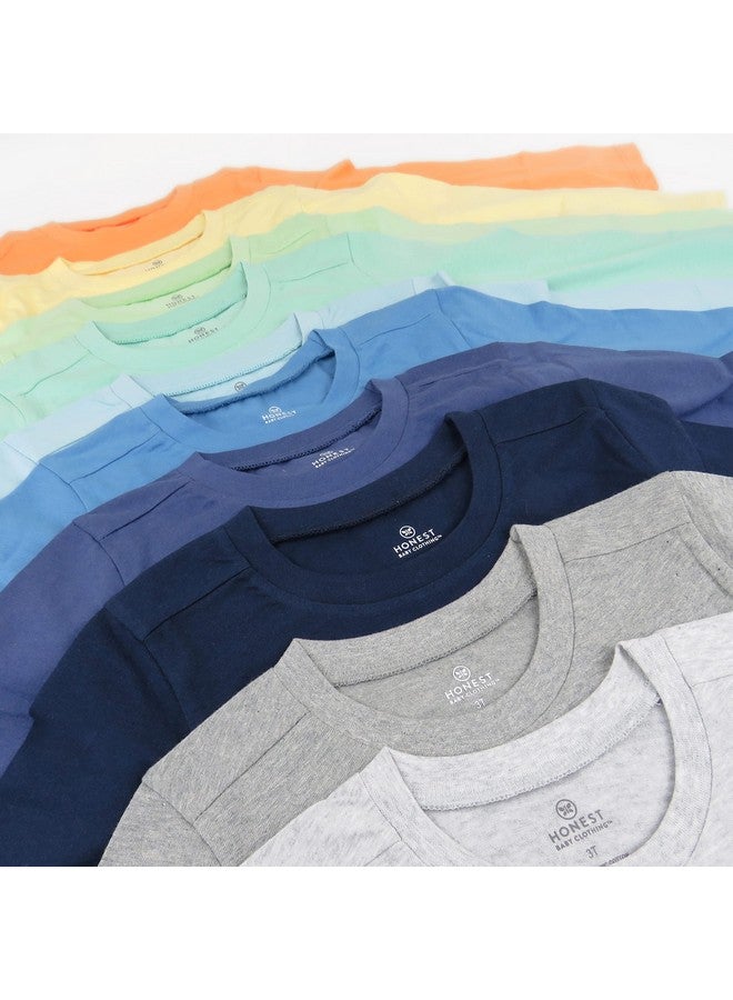 HonestBaby HonestBaby Baby 10 Pack Long Sleeve T Shirts 100% Organic Cotton for Toddler, Boys, Girls, Rainbow Blues, 5T - Image 4
