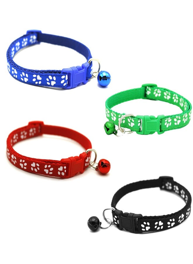وهاواي 4PCS Cat Collar with Bell , Breakaway Cat Collar with Safety Release Buckle and Bell, Adjustable for Cats and Kitten, Bule&Black&Red&Green - Image 1