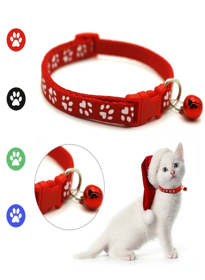 وهاواي 4PCS Cat Collar with Bell , Breakaway Cat Collar with Safety Release Buckle and Bell, Adjustable for Cats and Kitten, Bule&Black&Red&Green - Image 4