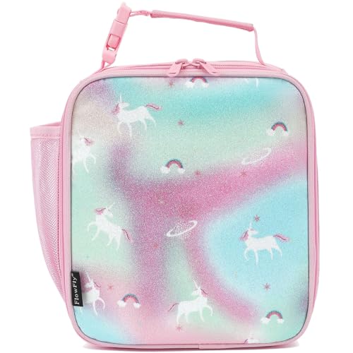 FlowFly Kids Lunch box Insulated Soft Bag Mini Cooler Back to School Thermal Meal Tote Kit for Girls, Boys, Glitter-Unicorn - Image 5