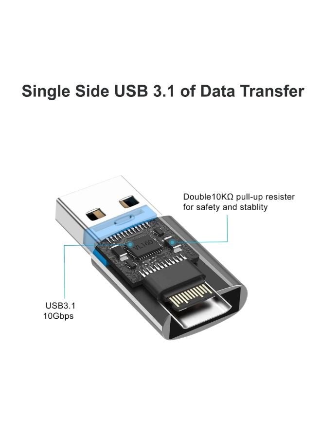 موسل محول USB 3.0 إلى USB-C من موصل، محول USB-A إلى USB-C، سبائك الألومنيوم، USB 3.0 ذكر إلى USB-C أنثى، نقل البيانات والشحن، متوافق مع أجهزة الكمبيوتر المحمولة وأجهزة الكمبيوتر الشخصية. - Image 2
