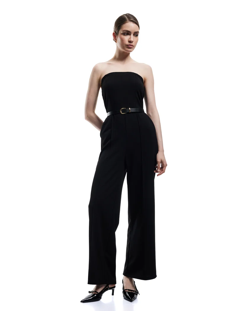 Belted Strapless Overalls