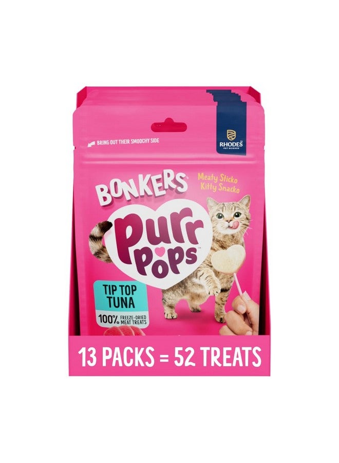Bonkers Purrpops, Freeze Dried Tuna Flavor Cat Treats, High Protein, Training Treats or Food Topper, All Breeds and Ages, 13 Pack (52 Pieces, 16 oz) - Image 1