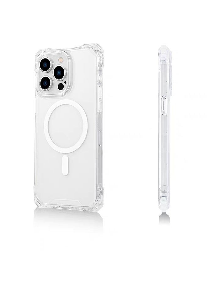 HD transparent MagSafe compatible magnetic phone case with airbag shockproof corners, ultra-thin powerful magnet case - Image 1