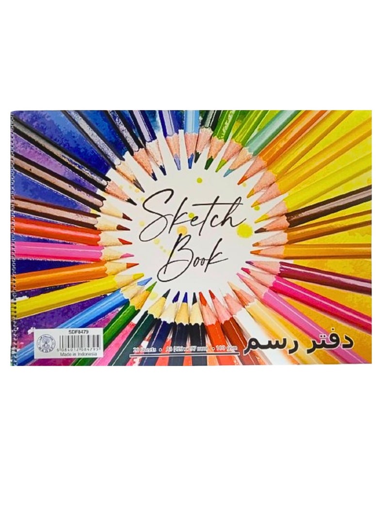 Sadaf Spiral Sketch Pad, A3 Size, White 100 gsm 20 Sheets - Image 1