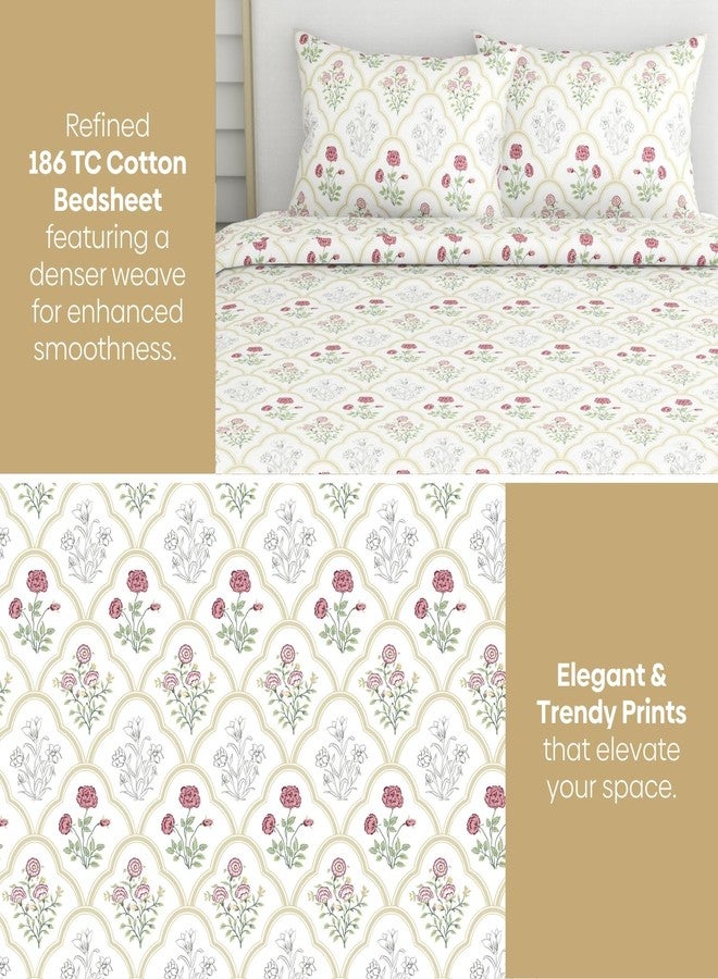 haus & kinder King Size Bedsheet with 2 Pillow Covers, 186 TC Cotton Bedsheets for Double Bed King Size 108X108 Inches Flat Bed Sheet | Rose Serenity - Image 4