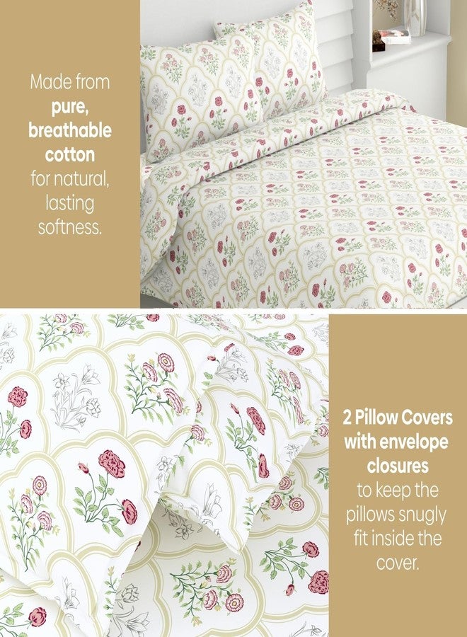 haus & kinder King Size Bedsheet with 2 Pillow Covers, 186 TC Cotton Bedsheets for Double Bed King Size 108X108 Inches Flat Bed Sheet | Rose Serenity - Image 2