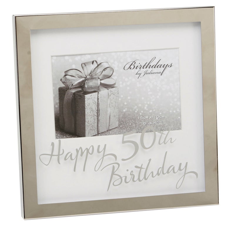 Oaktree Gifts 50th Silverplated Edge Box Frame 6 x 4