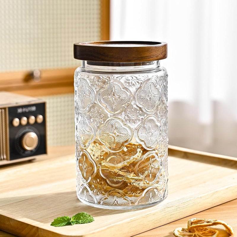 Adodeen 32oz Vintage Glass Jars With Lids, Airtight Food Storage Containers, Kitchen Canisters For Sugar, Coffee, Tea, Spice, Flour, Candy Cookie, Pasta, Cereal, Cute Decorative Jars - Image 5