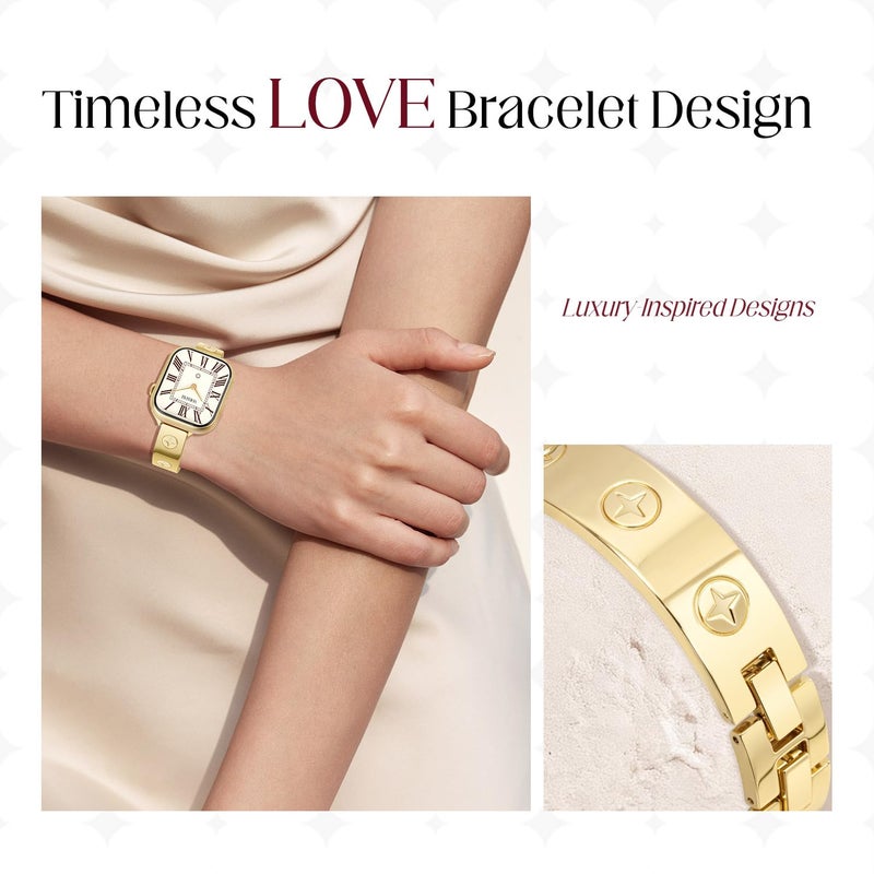 MOINSPIRE Gold Watch Bands for Women Compatible Apple Watch 40mm 41mm 38mm 42mm(S10/11) Adjustable Dressy Metal Jewelry Bracelet Strap for iWatch Series 11 10 9 8 7 6 5 4 3 2 1 SE - Image 3