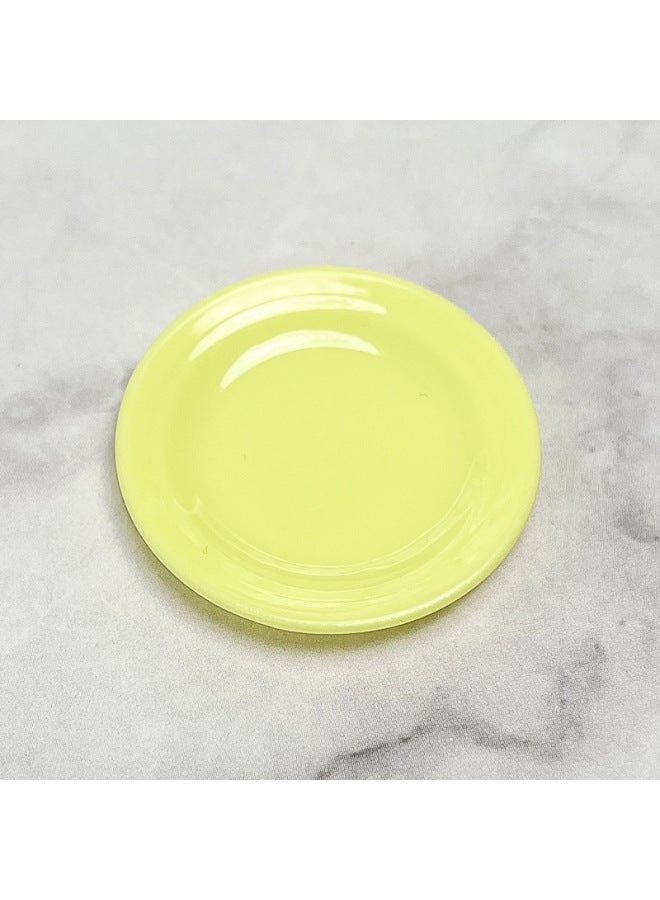3.5cm Miniature Realistic Small Plate Diy Cream Gel Handmade Food Play Container Accessories Children's Play House Toys-Color:3.5cm Small Yellow Plate - Image 1