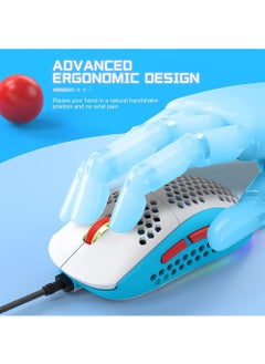 Rock Pow M8 LED Gaming Mouse Ergonomic Ultra-Lightweight Honeycomb Shell Custom Tri-Color Design Chroma RGB Backlit 7 Programmable Buttons 6400 DPI Computer Mice for PS4 Xbox Laptop PC Gamers  - Image 3