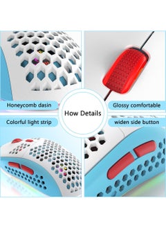 Rock Pow M8 LED Gaming Mouse Ergonomic Ultra-Lightweight Honeycomb Shell Custom Tri-Color Design Chroma RGB Backlit 7 Programmable Buttons 6400 DPI Computer Mice for PS4 Xbox Laptop PC Gamers  - Image 5