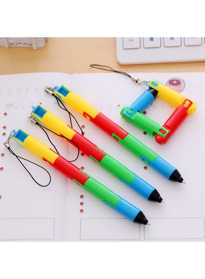 Funny live Foldable Ballpoint Pen Collapsible Ball Pen, Bendable Deformable Ball Pen, Funny Ballpoint Creative Stationery Gift For Child, Pendant Decoration Pens, 0.5Mm, Blue Ink, 8 Pcs - Image 3