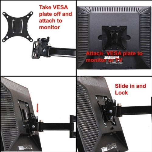 VideoSecu TV Wall Mount Articulating Arm Tilt Swivel Bracket for Most 19-39" TV Monitor Display VESA 100X100 75X75 up to 33LBS ML15B A28 - Image 3