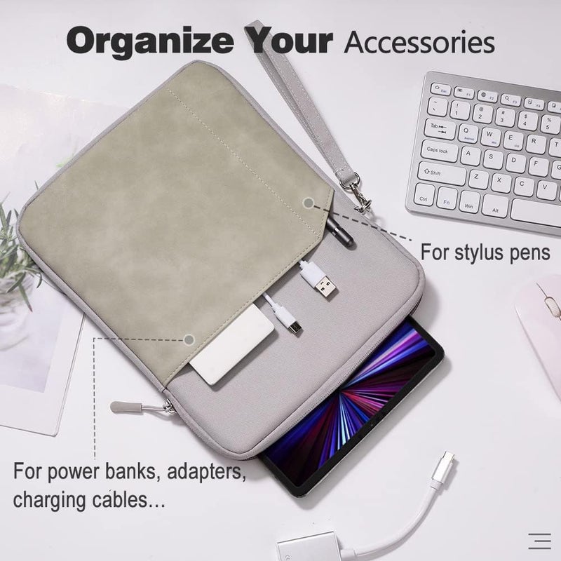Moca حافظة جهاز لوحي مقاس 13 بوصة لجهاز iPad Pro 12.9، Surface Pro 9/8/X، Galaxy Tab S9 Plus/S8 Plus، مع جيب ملحقات (رمادي فاتح، 13 بوصة) - Image 2