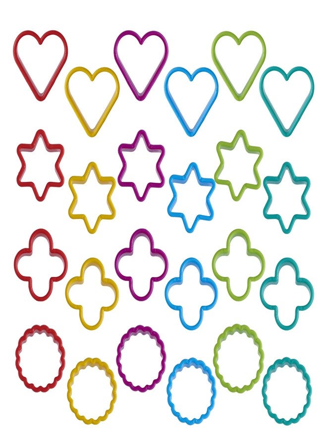 HiempTru Cookie Cutter Set 24 PCS, Heart Star Round Shapes Cookie Cutters Mold Plastic Homemade Mini Biscuit Cutters Sandwich Cutter for DIY, Kitchen, Baking, Birthday, Pancake Maker Supplies 2 Inch - Image 1
