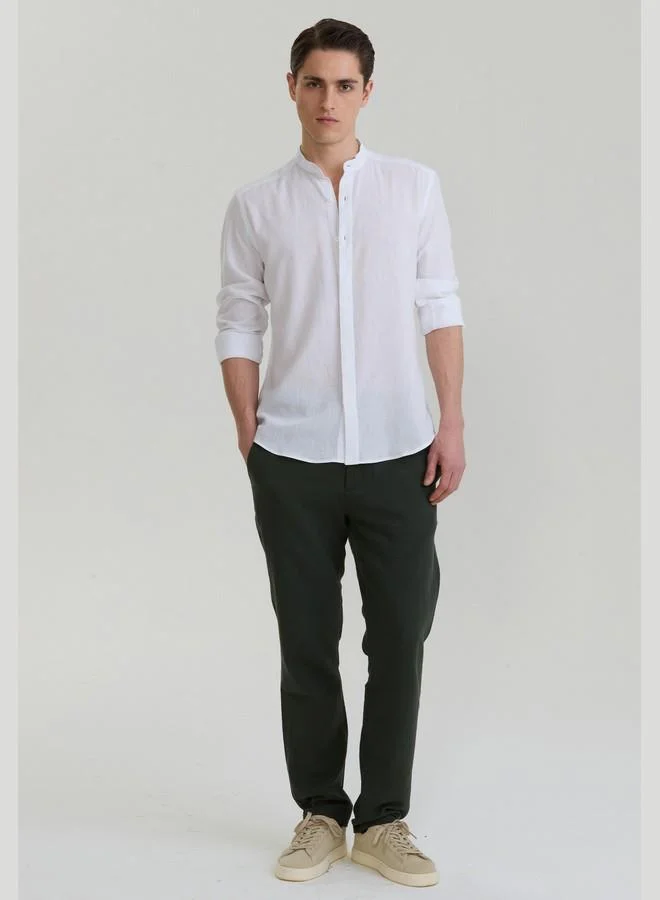 FELIX HARDY Men's Cotton Linen Blend Long Sleeve Shirt