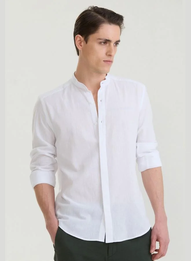 FELIX HARDY Men's Cotton Linen Blend Long Sleeve Shirt