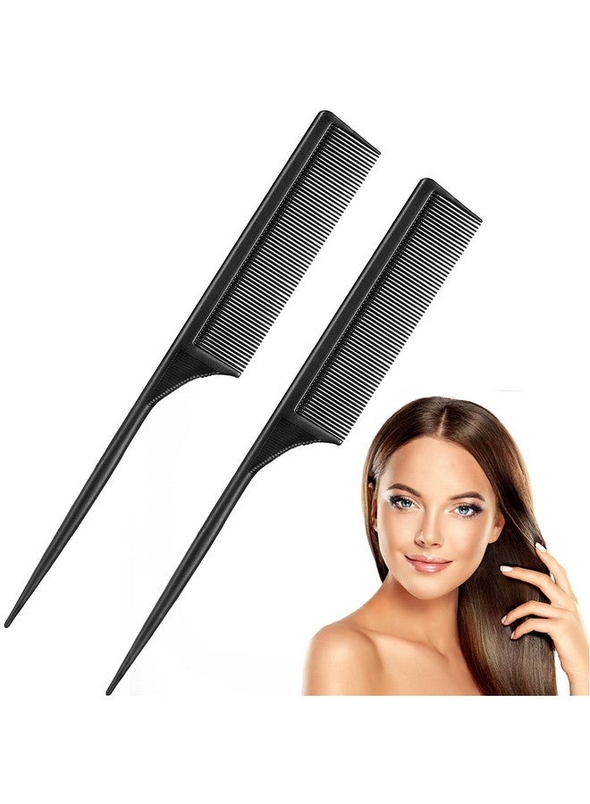 Leinuosen 2 Pack Rat Tail Combs for Women Fine Tooth Comb Parting Tip Carbon Fiber Root Teasing Anti Static Heat Resistant Adding Volume Evening Hair Styling - Image 1