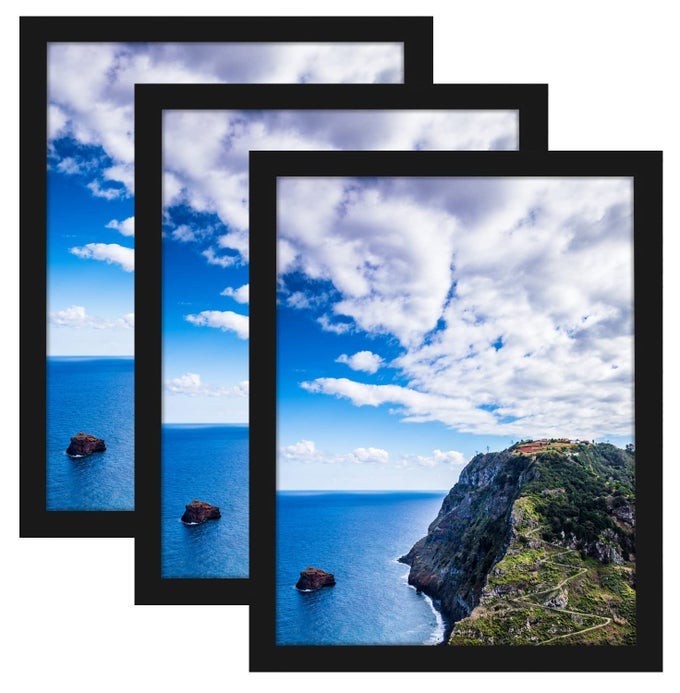 12x16 Black Picture Frame Set of 3 Wall Mounting Horizontally or Vertically Decoration for Photos Paintings Posters Artwork