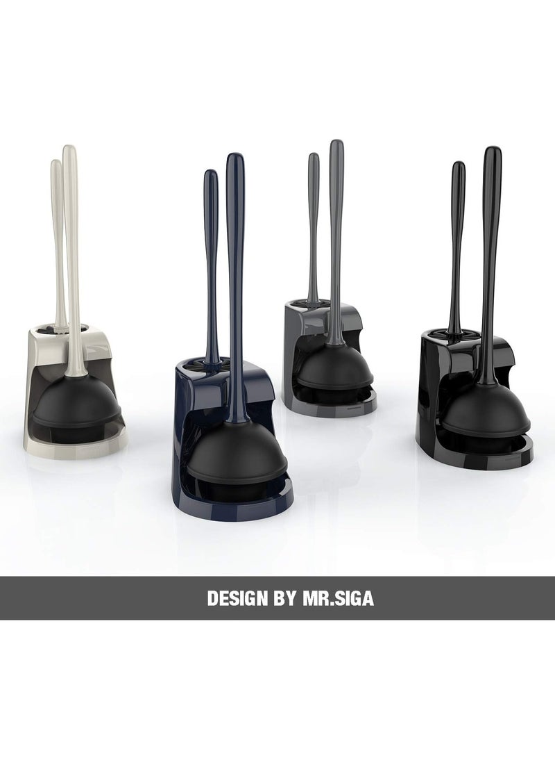 Toilet Plunger and Bowl Brush Combo for Bathroom Cleaning, Black, 1 Set - Image 5