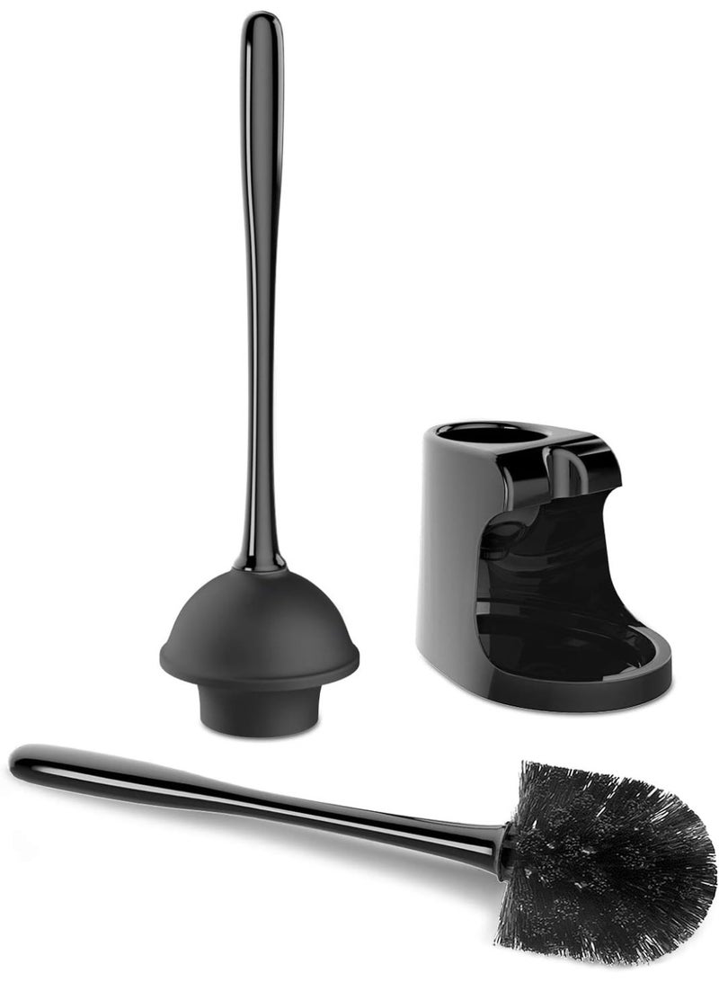 Toilet Plunger and Bowl Brush Combo for Bathroom Cleaning, Black, 1 Set - Image 2