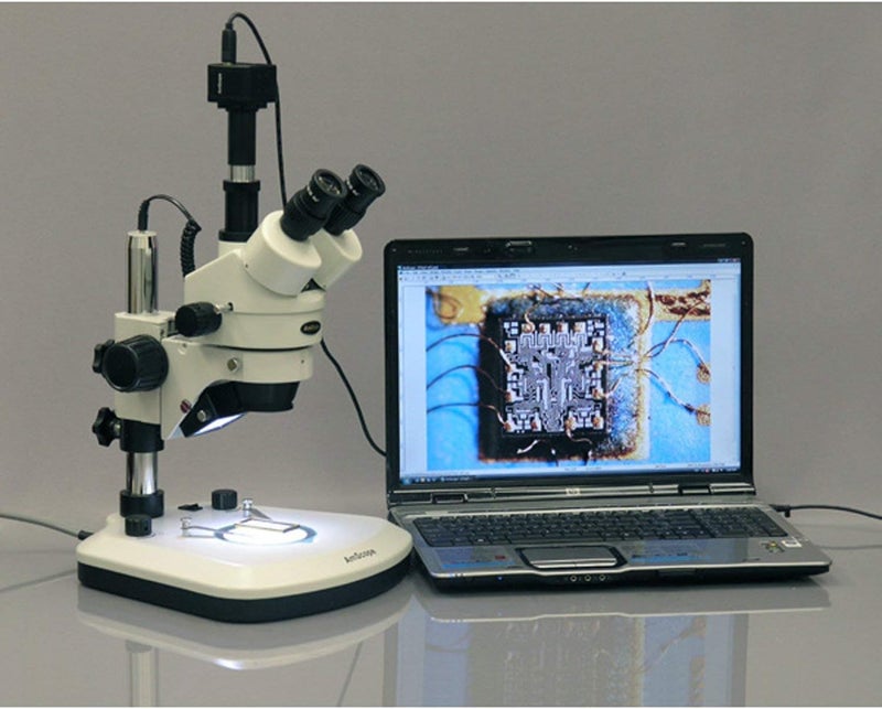 AmScope AmScope SM1TPL Professional Trinocular Stereo Zoom Microscope WH10x Eyepieces 7X45X Magnification 07X45X Zoom Objective Upper and Lower LED Lighting Pillar Stand 110V120V  - Image 4