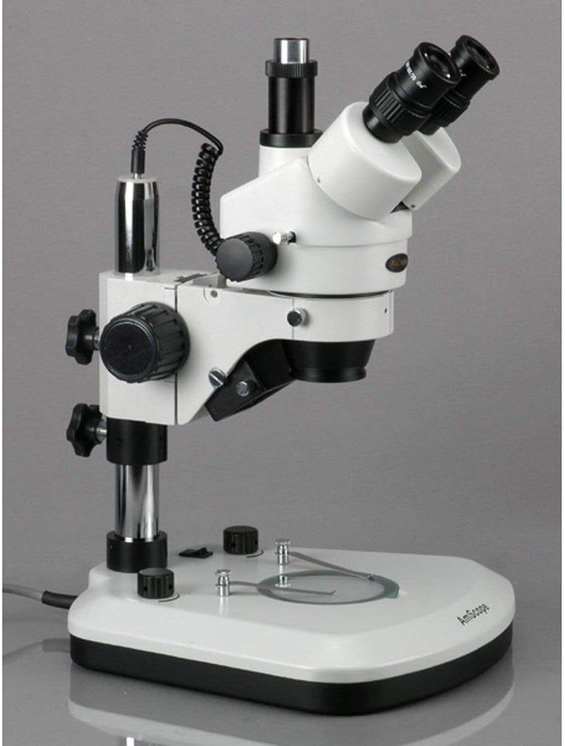 AmScope AmScope SM1TPL Professional Trinocular Stereo Zoom Microscope WH10x Eyepieces 7X45X Magnification 07X45X Zoom Objective Upper and Lower LED Lighting Pillar Stand 110V120V  - Image 3