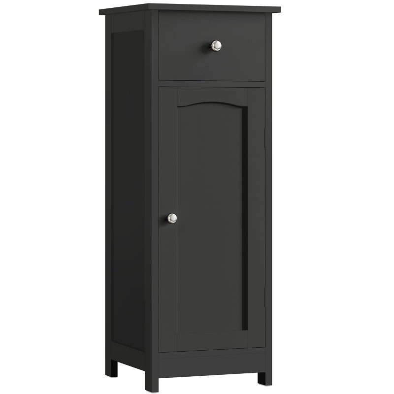 Iwell Bathroom Storage Cabinet, Small Bathroom Floor Cabinet with Drawer & Storage Shelf, Free-Standing Organizer Cabinets for Hallway/Living Room, Black - Image 1