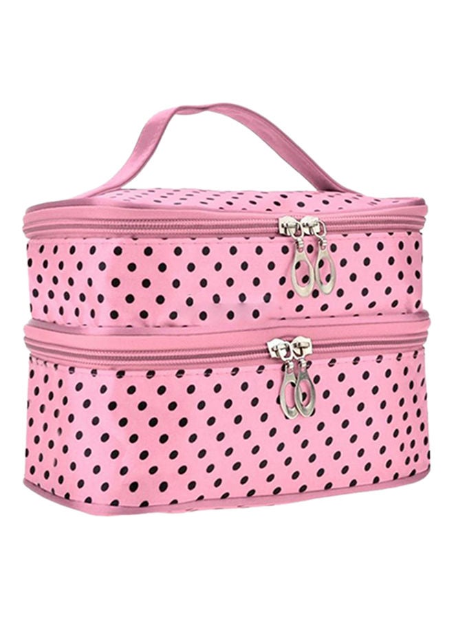 NIBEMINENT Double Deck Cosmetic Bag Pink/Black
