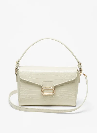 Flora Bella By Shoexpress Women's Textured Satchel Bag with Top Handle and Detachable Strap