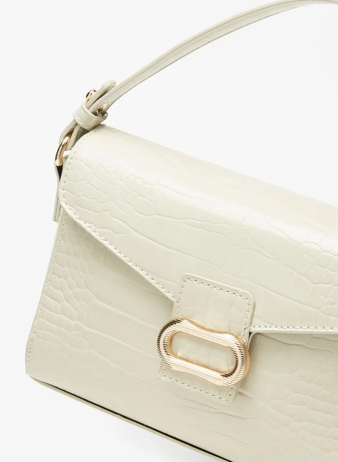 Flora Bella By Shoexpress Women's Textured Satchel Bag with Top Handle and Detachable Strap