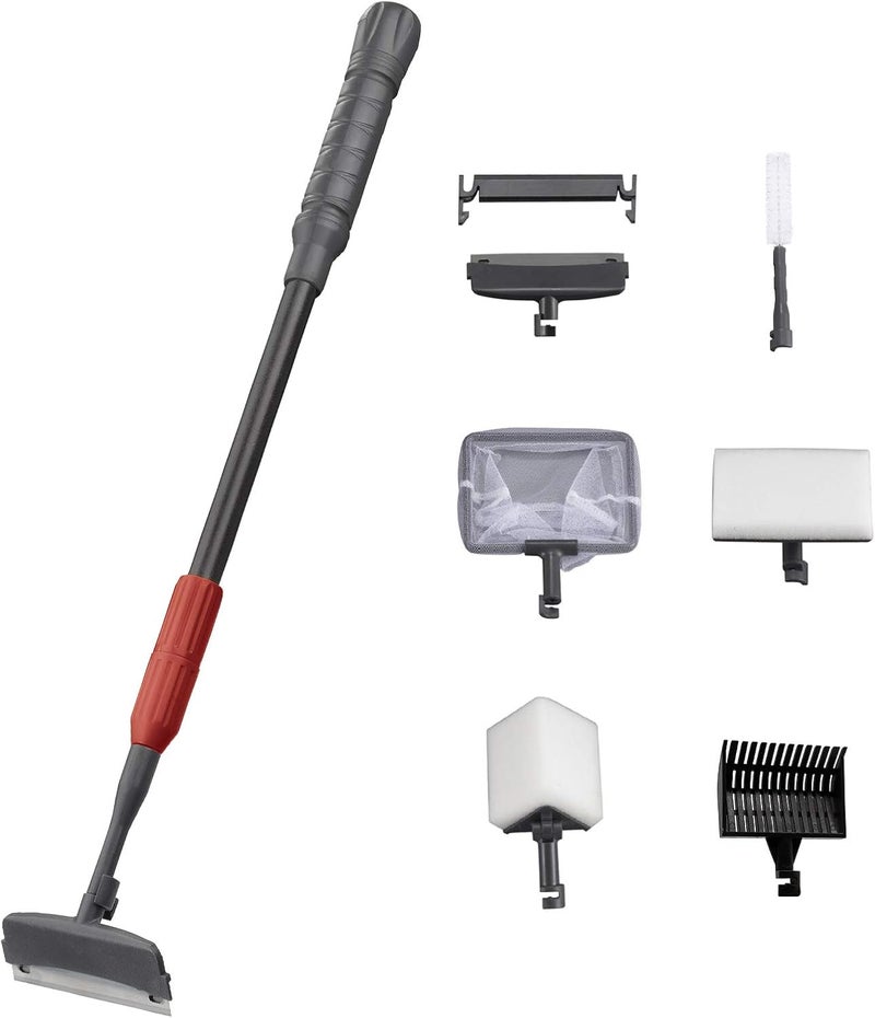 UPETTOOLS Aquarium Clean Tool 6 in 1 Fish Tank Cleaning Kit Algae Scraper Scrubber Pad Adjustable Long Handle Fish Tank Brush Cleaner Set - Image 1