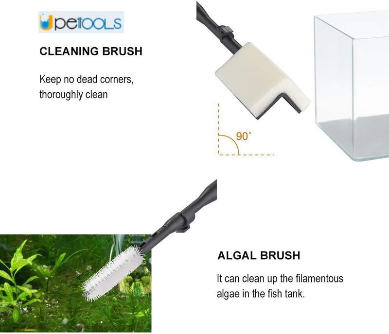 UPETTOOLS Aquarium Clean Tool 6 in 1 Fish Tank Cleaning Kit Algae Scraper Scrubber Pad Adjustable Long Handle Fish Tank Brush Cleaner Set - Image 5