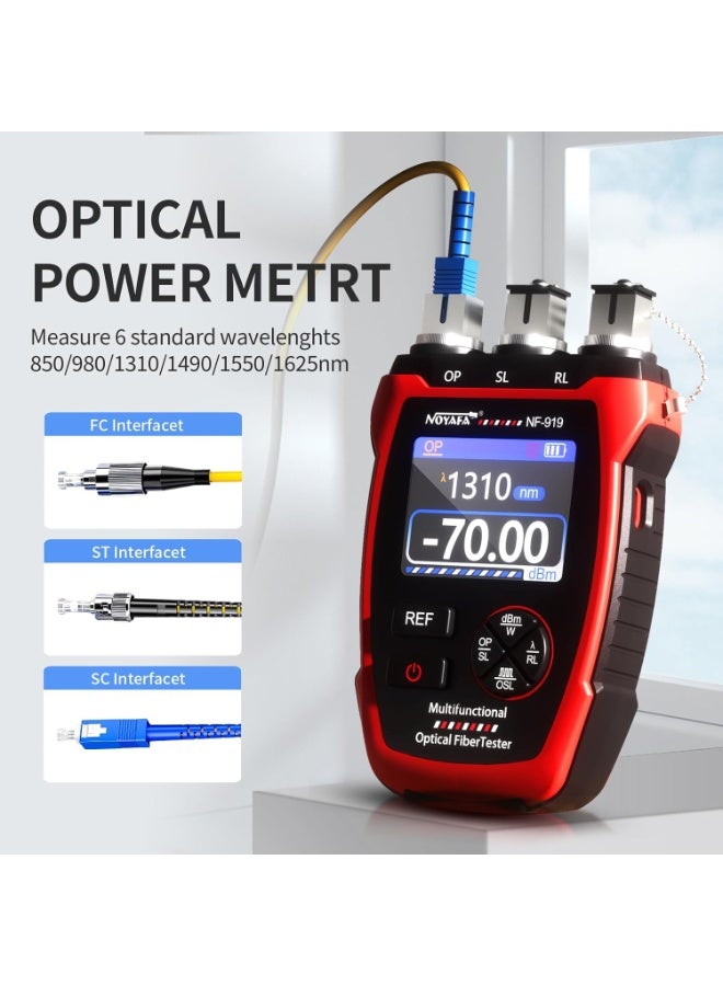 NOYAFA NF-919 Optical Power Meter, 3 in 1 Fiber Optic Cable Tester with Light Source Function &10KM Visual Fault Locator (OPM/VFL/SL), Rechargeable FC/SC/ST Fiber Optic Tools - Image 2