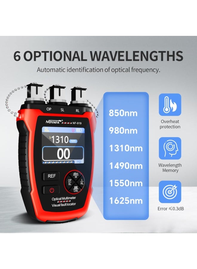 NOYAFA NF-919 Optical Power Meter, 3 in 1 Fiber Optic Cable Tester with Light Source Function &10KM Visual Fault Locator (OPM/VFL/SL), Rechargeable FC/SC/ST Fiber Optic Tools - Image 4