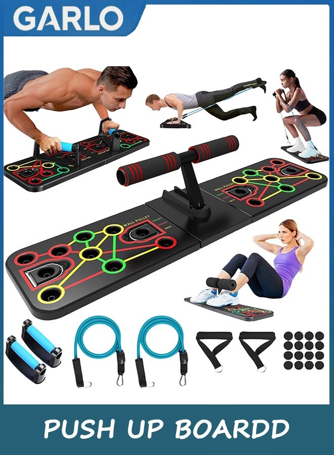 Garlo Push Up Board with Sit up Stand. Multifunctional Push Up Board with Resistance Bands, portable exercise equipment, Strength Training Equipment, Push Up Handles for Perfect Pushups - Image 1