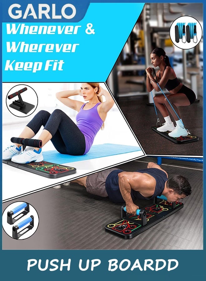 Garlo Push Up Board with Sit up Stand. Multifunctional Push Up Board with Resistance Bands, portable exercise equipment, Strength Training Equipment, Push Up Handles for Perfect Pushups - Image 5