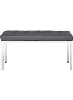 INDIAN DECOR INDIAN DECOR 31470 Leather Bench Size 285 x 18 x 18 Living Room Bench Grey Fabric with Chrome Frame  - Image 4