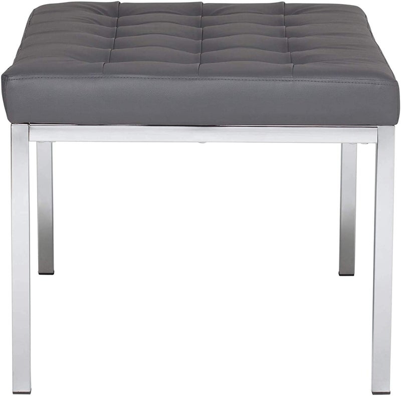 INDIAN DECOR INDIAN DECOR 31470 Leather Bench Size 285 x 18 x 18 Living Room Bench Grey Fabric with Chrome Frame  - Image 5