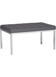 INDIAN DECOR INDIAN DECOR 31470 Leather Bench Size 285 x 18 x 18 Living Room Bench Grey Fabric with Chrome Frame  - Image 1