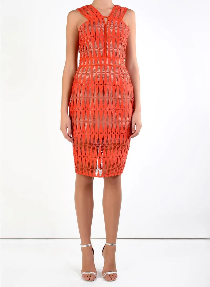 True Decadence Rosalee Red Cut-Work Mini Dress